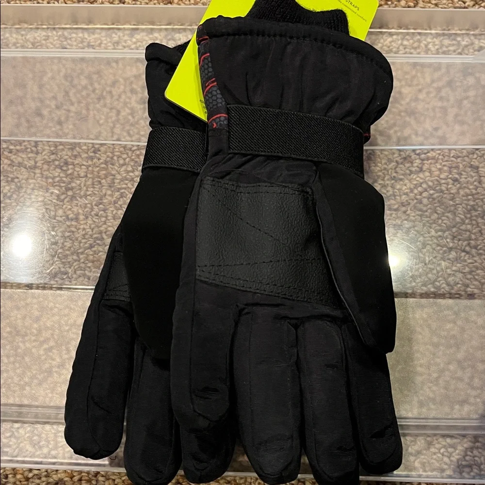 New TekGear WarmTek Thinsulate insulated M-L 8-20 reflective black ski gloves
